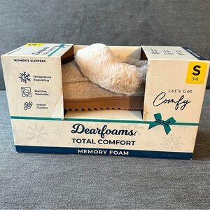 Dearfoams Tan Slippers with Cream Lining Dearfoams Total Comfort Memory Foam 5/6